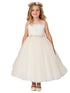 Little Girls Champagne Illusion Neck Lace Tulle Overlay Flower Girl Dress 2-6 - SophiasStyle.com