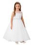 Big Girls White Illusion Neck Lace Tulle Overlay Communion Dress 8-14 - SophiasStyle.com
