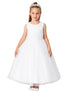 Big Girls Ivory Pleated Bodice Floral Applique Junior Bridesmaid Dress 8-14 - SophiasStyle.com