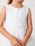 Big Girls Ivory Pleated Bodice Floral Applique Junior Bridesmaid Dress 8-14 - SophiasStyle.com