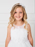 Big Girls White Illusion Neck Pleated Bodice Floral Junior Bridesmaid Dress 8-18 - SophiasStyle.com