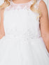 Little Girls White Illusion Neck Pleated Bodice Floral Flower Girl Dress 2-6 - SophiasStyle.com