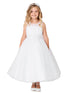 Little Girls White Illusion Neck Pleated Bodice Floral Flower Girl Dress 2-6 - SophiasStyle.com