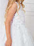 Big Girls White Lace Applique Satin Tulle Bolero Plus Size Communion Dress 6-20X - SophiasStyle.com