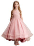 Big Girls Mauve Pearl Rhinestone Lace Tail Skirt Junior Bridesmaid Dress 8-16 - SophiasStyle.com