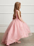 Little Girls Mauve Pearl Rhinestone Lace Tail Skirt Flower Girl Dress 2-6 - SophiasStyle.com