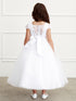 Tip Top Kids Little Girls White Cape Sleeve Pearl Waist Communion Dress 2-6 - SophiasStyle.com