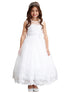 Tip Top Kids Big Girls White Trimmed Illusion Neckline Communion Dress 8-18 - SophiasStyle.com