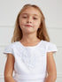 Tip Top Kids Little Girls White 3D Flower Neckline Communion Dress 2-6 - SophiasStyle.com