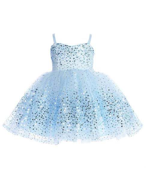 Baby Girls Sky Blue Spaghetti Strap Sequin Tulle Flower Girl Dress 6-24M - SophiasStyle.com