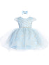 Baby Girls Sky Blue Glitter Rhinestone Waistline Tulle Flower Girl Dress 6-24M - SophiasStyle.com