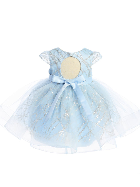 Baby Girls Sky Blue Glitter Rhinestone Waistline Tulle Flower Girl Dress 6-24M - SophiasStyle.com