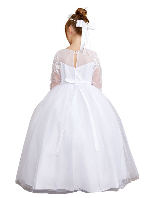 Tip Top Kids Girls Illusion Neckline Lace Applique Special Occasion Dress, Sizes 2-18 - SophiasStyle.com