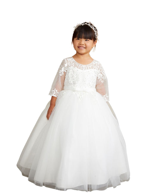 Tip Top Kids Girls Illusion Neckline Lace Applique Special Occasion Dress, Sizes 2-18 - SophiasStyle.com