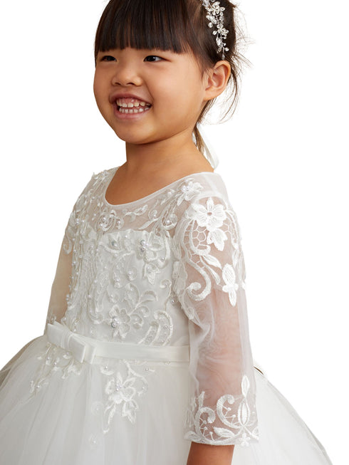 Tip Top Kids Girls Illusion Neckline Lace Applique Special Occasion Dress, Sizes 2-18 - SophiasStyle.com