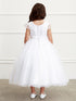 Big Girls White Lace Tulle Cape Sleeve Junior Bridesmaid Dress 8-16 - SophiasStyle.com