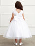 Big Girls White Tulle Cape Sleeve Rhinestone Belt Junior Bridesmaid Dress 8-16 - SophiasStyle.com