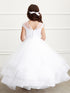 Little Girls White Illusion Neckline Horse Hair Flower Girl Dress 2-6 - SophiasStyle.com
