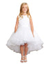 Tip Top Kids Girls Hi-Low Dress with 3D Flower, Beads, and Sequin Overlay Bodice, Sizes 2-12 - SophiasStyle.com
