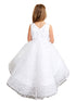 Tip Top Kids Girls Hi-Low Dress with 3D Flower, Beads, and Sequin Overlay Bodice, Sizes 2-12 - SophiasStyle.com