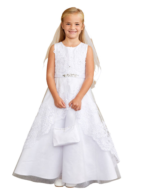 Tip Top Kids Girls Lace Bodice Peplum Sequin Special Occasion Dress, Sizes 2-18 - SophiasStyle.com
