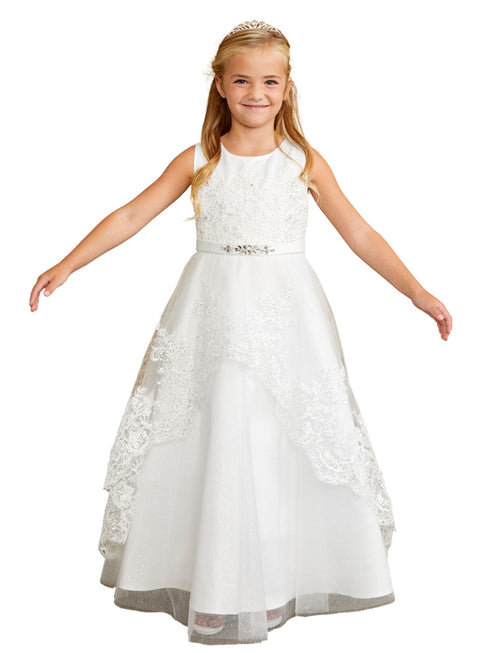 Tip Top Kids Girls Lace Bodice Peplum Sequin Special Occasion Dress, Sizes 2-18 - SophiasStyle.com