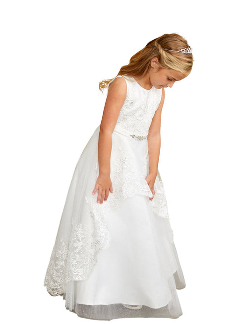 Tip Top Kids Girls Lace Bodice Peplum Sequin Special Occasion Dress, Sizes 2-18 - SophiasStyle.com