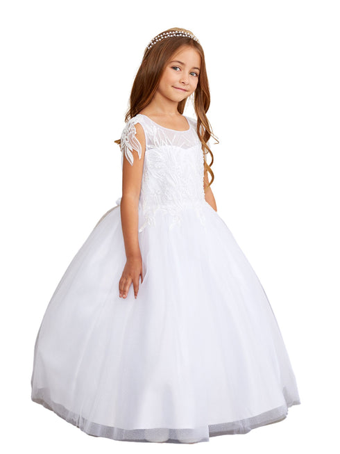 Tip Top Kids Girls Sequin Applique Shoulder Accent Special Occasion Dress, Sizes 2-16 - SophiasStyle.com