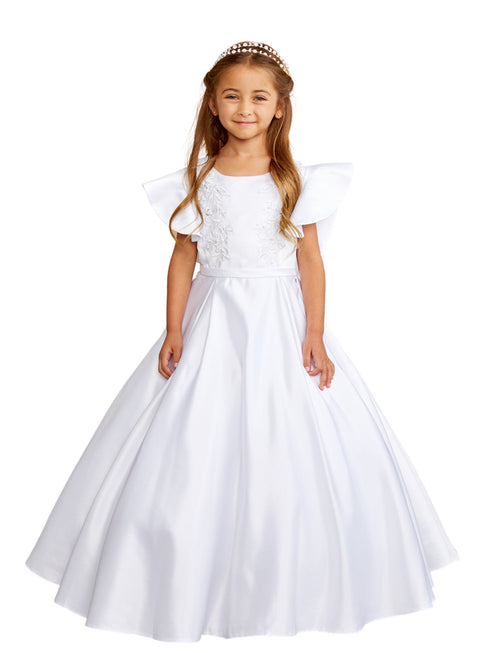 Tip Top Kids Girls Satin Floral Embroidery Special Occasion Dress, Sizes 2-12 - SophiasStyle.com