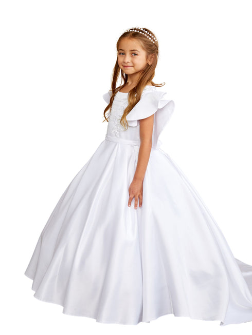 Tip Top Kids Girls Satin Floral Embroidery Special Occasion Dress, Sizes 2-12 - SophiasStyle.com