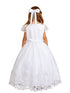 Tip Top Kids Girls White Floral Lace Applique Communion Dress, Sizes 7-18 - SophiasStyle.com