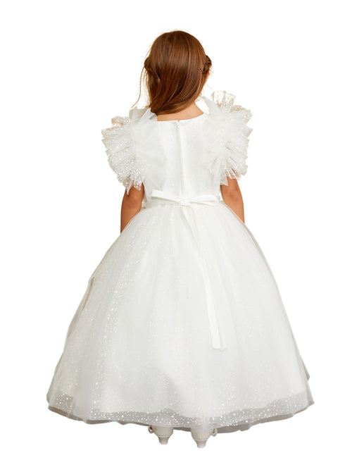 Tip Top Kids Girls Illusion Neckline Polka Dot Glitter Special Occasion Dress, Sizes 2-16 - SophiasStyle.com