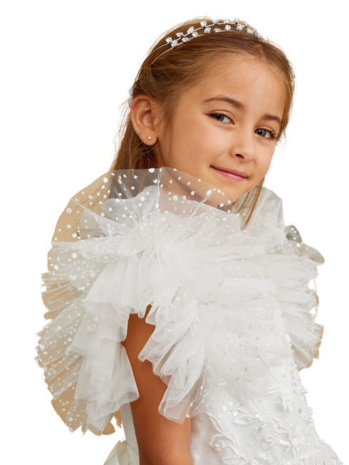 Tip Top Kids Girls Illusion Neckline Polka Dot Glitter Special Occasion Dress, Sizes 2-16 - SophiasStyle.com