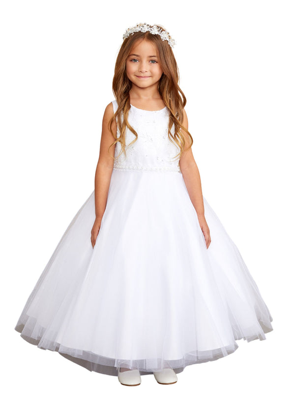 Tip Top Kids Girls Lace Pearl Sash Special Occasion Dress, Sizes 2-16 - SophiasStyle.com