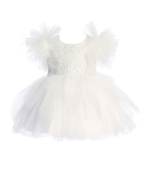 Tip Top Kids Girls Mesh Sleeve Dress with Beaded Lace Overlay Bodice and Layered Skirt, Sizes 6 Months-12 - SophiasStyle.com