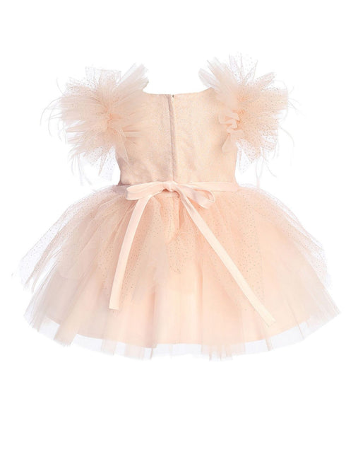 Tip Top Kids Girls Mesh Sleeve Dress with Beaded Lace Overlay Bodice and Layered Skirt, Sizes 6 Months-12 - SophiasStyle.com