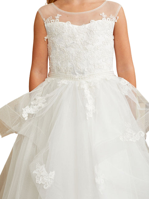 Tip Top Kids Girls Lace Sparkling Glitter Tulle Special Occasion Dress, Sizes 2-16 - SophiasStyle.com