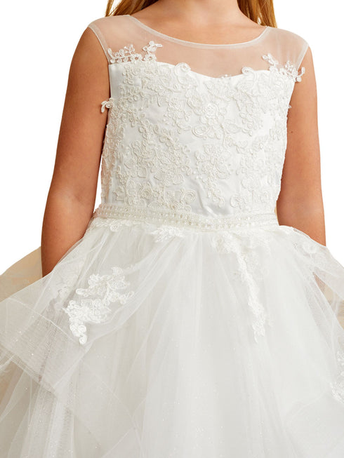 Tip Top Kids Girls Lace Sparkling Glitter Tulle Special Occasion Dress, Sizes 2-16 - SophiasStyle.com