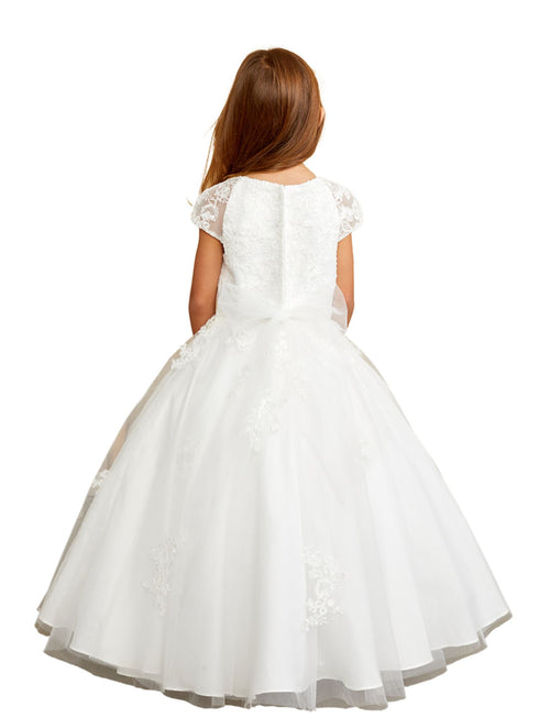 Tip Top Kids Girls Lace Cap Sleeve Pearl Adorned Special Occasion Dress, Sizes 2-16 - SophiasStyle.com