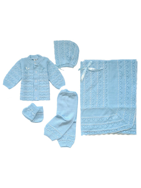 Unisex Baby Multi Color Crochet Crystal 5 Piece Set Newborn - SophiasStyle.com