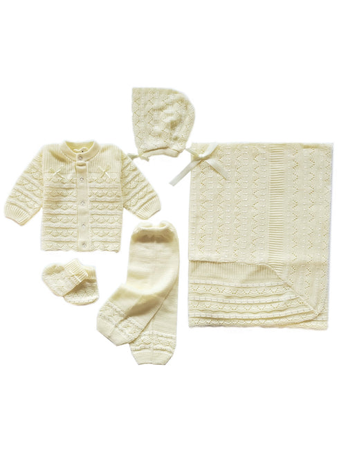 Unisex Baby Multi Color Crochet Crystal 5 Piece Set Newborn - SophiasStyle.com