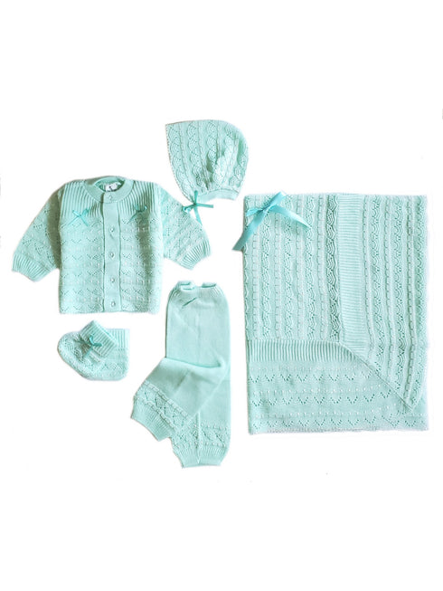 Unisex Baby Multi Color Crochet Crystal 5 Piece Set Newborn - SophiasStyle.com