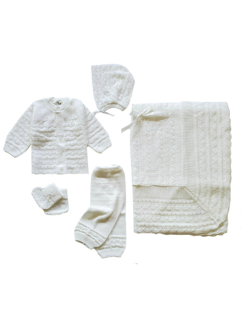 Unisex Baby Multi Color Crochet Crystal 5 Piece Set Newborn - SophiasStyle.com