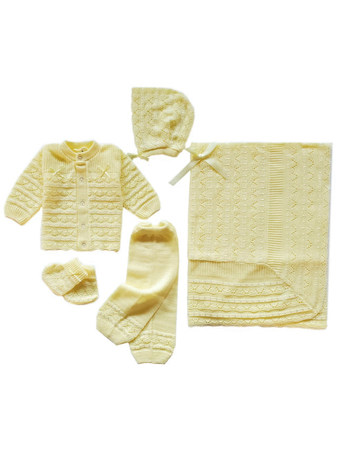 Unisex Baby Multi Color Crochet Crystal 5 Piece Set Newborn - SophiasStyle.com