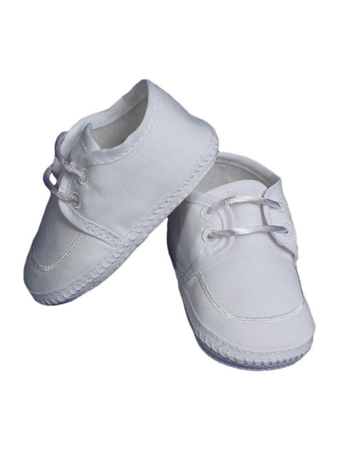 Baby Boys White Gabardine Oxford Braid Accent Christening Shoes 0-4 Baby - SophiasStyle.com