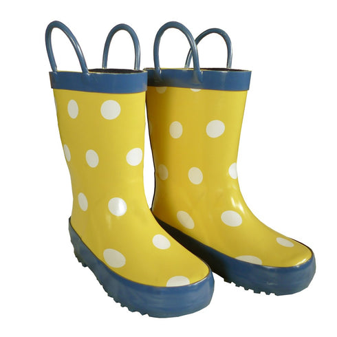 Yellow Polka Dots Toddler Unisex Rain Boots 5-10 - SophiasStyle.com