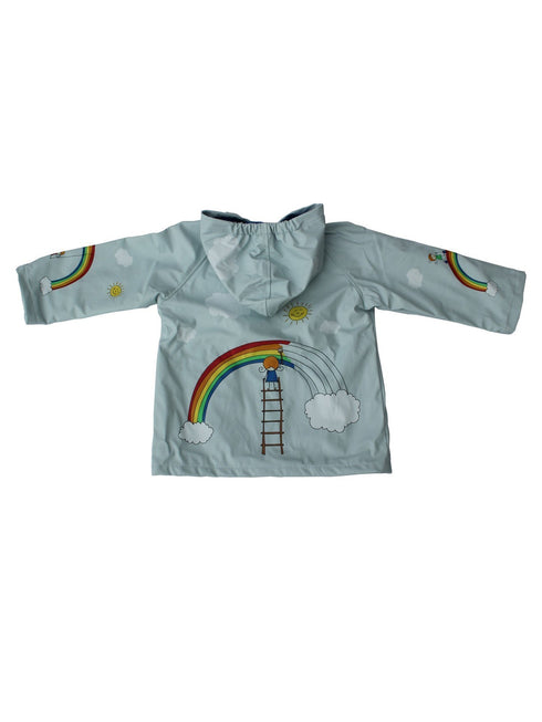 Foxfire Girls Light Blue Multi Color Rainbow Print Hooded Rain Coat 1T-6 - SophiasStyle.com