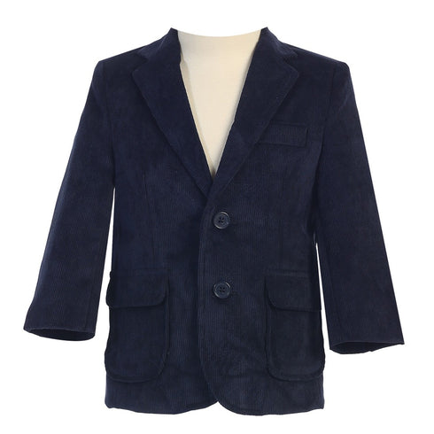 Lito Little Boys Navy Two Button Corduroy Easter Blazer 18-24M - SophiasStyle.com