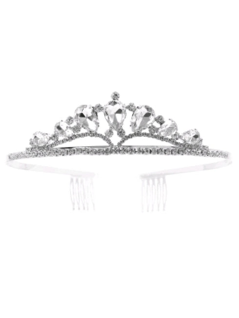 Cinderella Couture Girls Silver Wedding Pageant Tear Drop Crown Comb Tiara - SophiasStyle.com