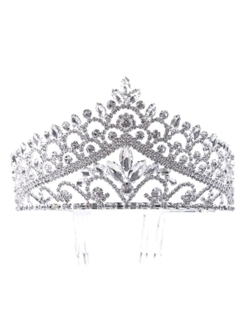 Cinderella Couture Girls Silver Wedding Pageant High Crown Comb Tiara - SophiasStyle.com